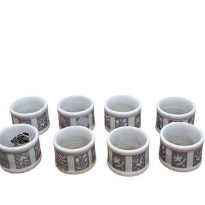 Lot of 8 Town and Country Linen Corp Ceramic Napkin Rings Made in Taiwan Elegant